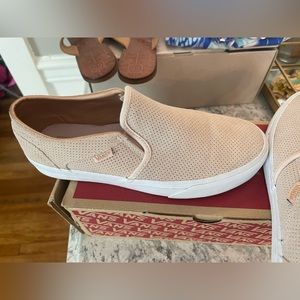 Blush perforated VANS slip ons